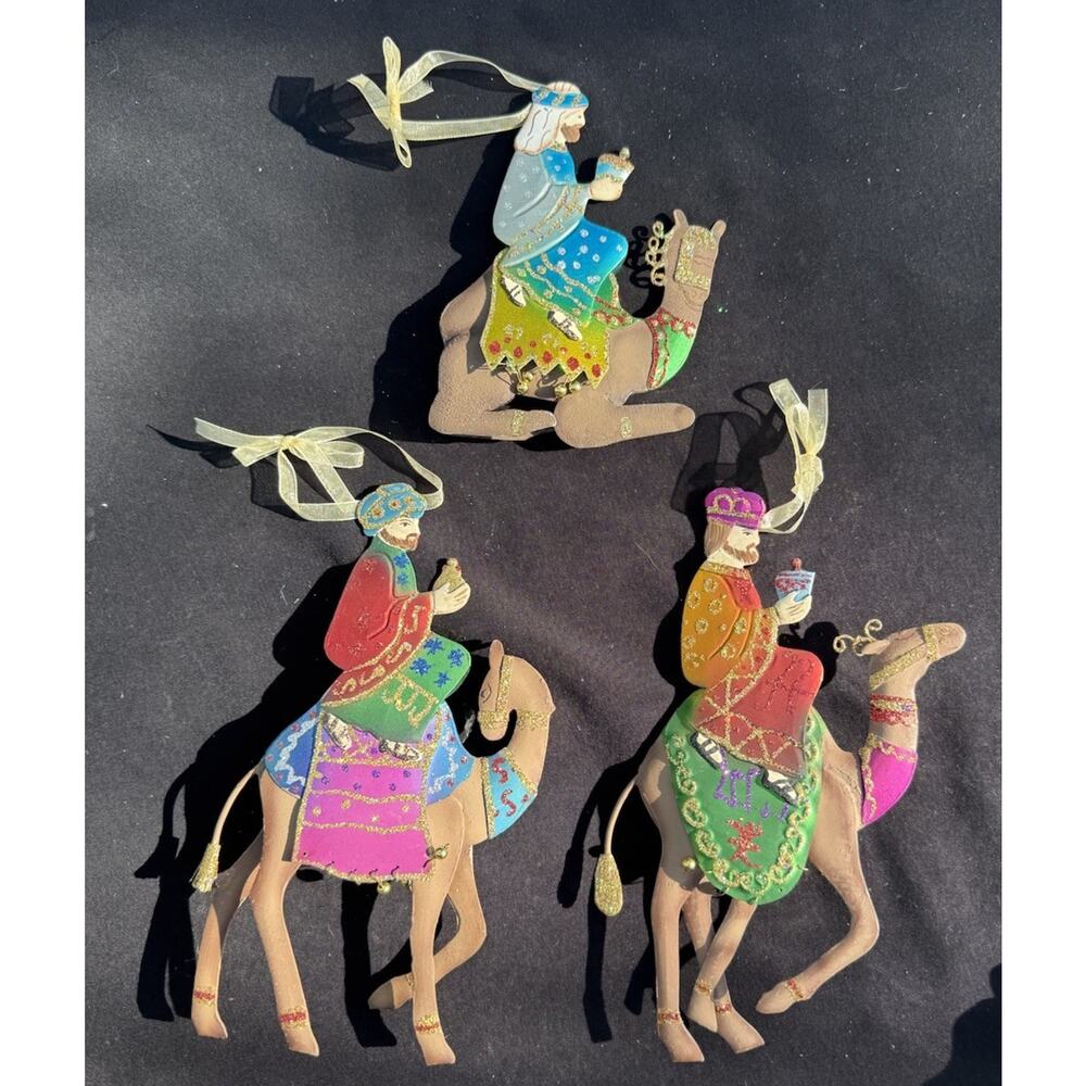 Bombay Company Christmas Metal 3 Wise Men Magi Camel Ornaments Large Size -LO11